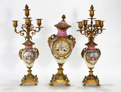 Image for Lot French Ormolu and Porcelain Garniture Set, 19th C