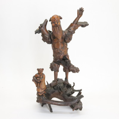 Image for Lot Rootwood Figure With Attendant