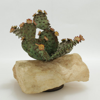 Image for Lot RJ Mejer, Patinated & Enameled Copper Cactus, 1968