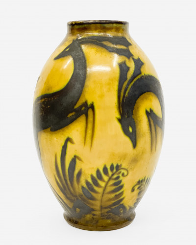 Title Boch Frères Keramis Vase with Deer / Artist
