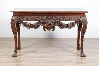 Image for Lot Irish Chippendale Style Mahogany Carved Console