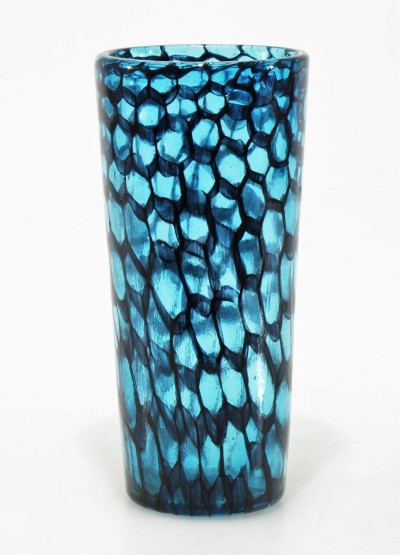 Image for Lot Attrib. Vittorio Ferro - Blue Fishnet Glass Vase