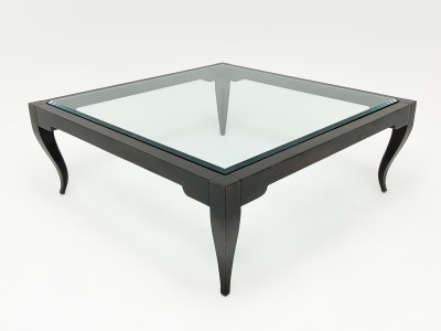Image for Lot Oversized Contemporary Glass Top Coffee Table