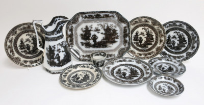 Image 4 of lot 19th C. Temple Mulberry Lavender & Black Transfer