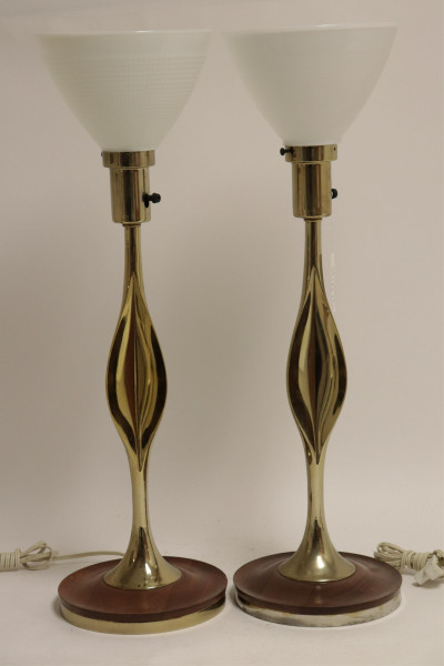 Title Pr Mid Century Brass & Walnut Amorphous Lamps / Artist