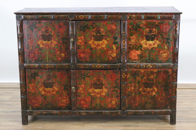 Image for Lot Tibetan Polychromed Lacquer Altar Cabinet
