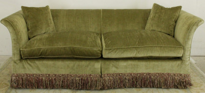 Image for Lot Neoclassical Style Flared Arm Velvet Sofa