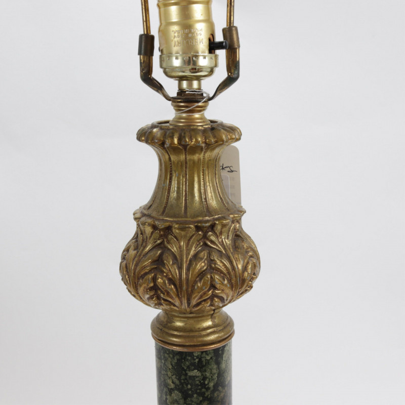 Image 3 of lot 2 Brass Lamps Bouillotte and Faux Marble