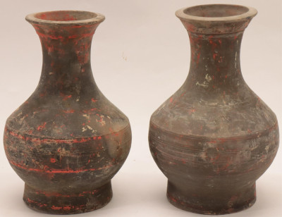 Image for Lot Two Han Dynasty Terracotta Hu Jars