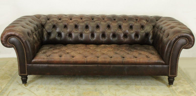 Image for Lot George Smith Leather Chesterfield Sofa