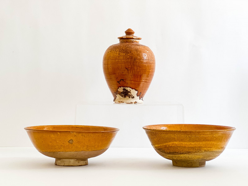 Three Chinese Amber Glazed Ceramic Vessels