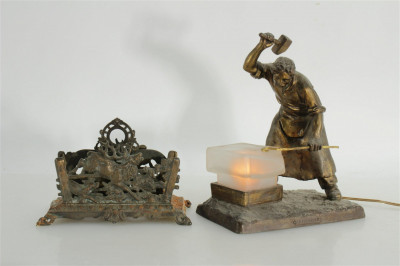 Image 1 of lot "Le Forgeron" Metal Lamp, B&H Letter Holder