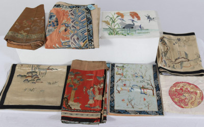 Image for Lot Antique Vintage Asian Embroidered Silk Textiles