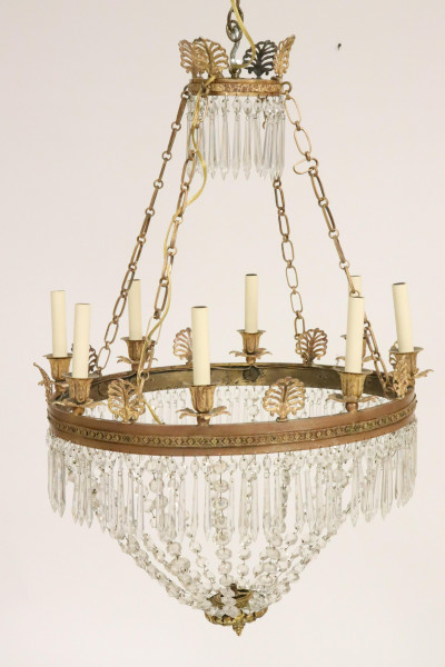 Image for Lot Louis XVI Style Gilt & Cut Glass 8-Light Chandelie