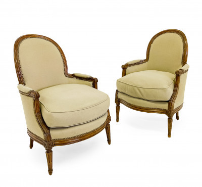 Image for Lot Pair of Louis XV Chevigny Stamped Bergères
