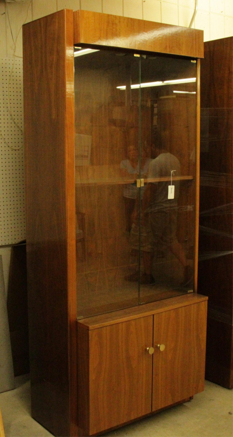 Image 2 of lot 1970s Walnut and Glass Display Cabinet