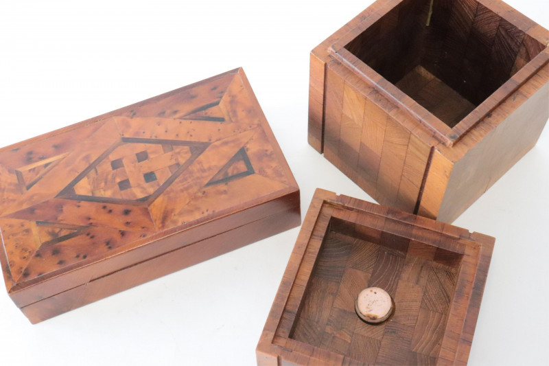 Image 2 of lot 2 Gilt Bronze & 2 Wood Boxes