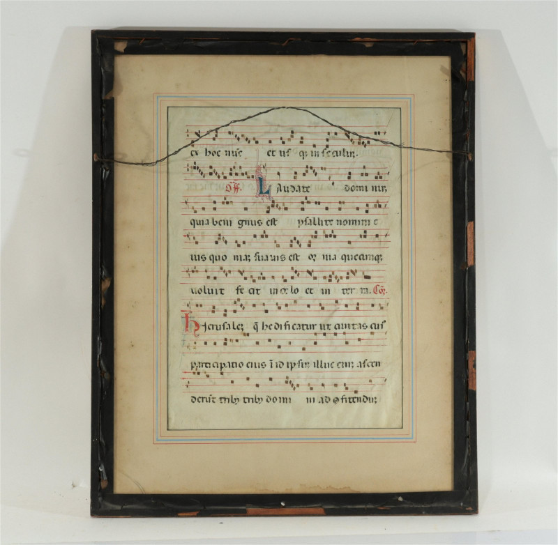 Image 5 of lot 2 Framed Gregorian Hymnal Music Sheets