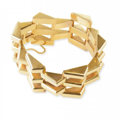 Image for Lot Art Deco 14k Gold Link Bracelet