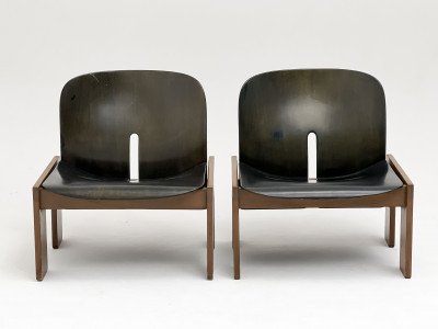 Afra and Tobia Scarpa Model 925 Lounge Chairs, Pair