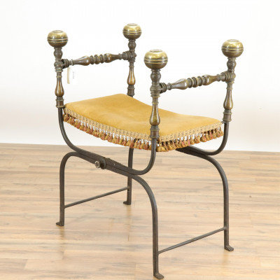 Image for Lot Spanish Baroque Curule Bench 17th C