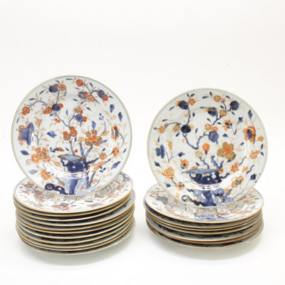 Image for Lot Twenty Matched Imari Porcelain Plates 19th C