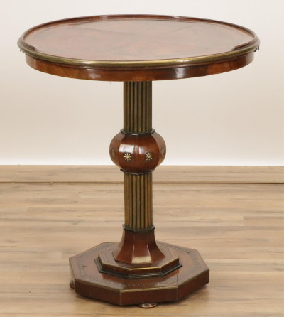 Image 1 of lot 19th C Continental Brass  Mother of Pearl Table