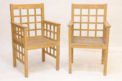 Image for Lot Pair Rustic Pine Open Armchairs