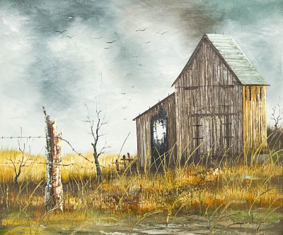 Image for Lot Everett Woodson - Untitled (Barn in Autumn)