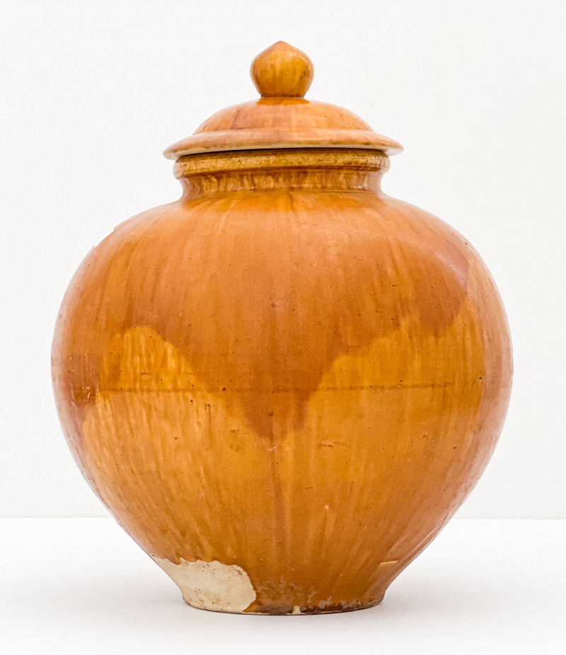 Chinese Amber Glazed Ceramic Jar and Cover
