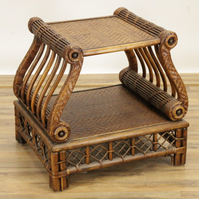 Regency Style Rattan and Bamboo End Table