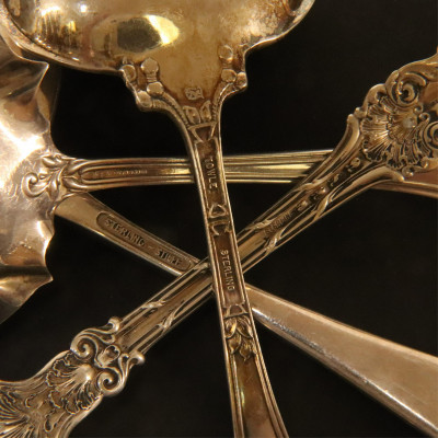 Image 7 of lot 1820th C European/American Sterling Serving Pcs
