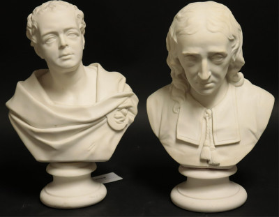 Image for Lot Pr Wedgwood Parianware Busts, Milton & Moore