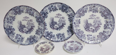Image for Lot 5 Simla Lavender Mulberry Ironstone Plates, 19th C