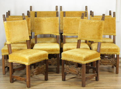 Image for Lot Set of 10 Spanish Baroque Style Dining Chairs