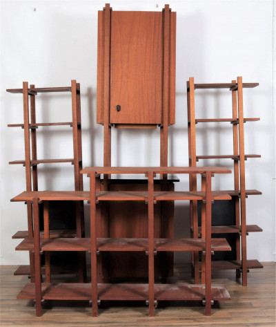 Image for Lot Custom Built Danish Modern Style Shelving,Cabinets