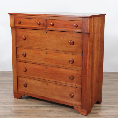 Image for Lot Cherry 6 Drawer Bench Made Chest