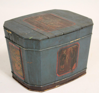Image for Lot Octagonal Paint Decorated Asian Lidded Box