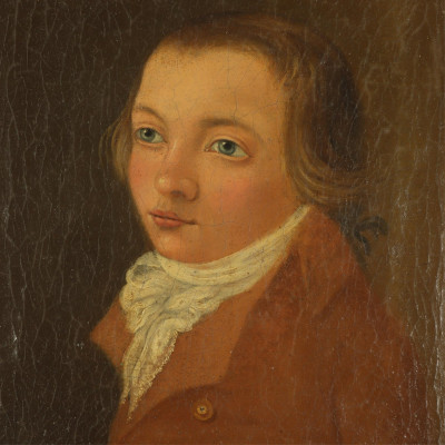 Image for Lot 19th C. Portrait of a Young Boy, oil on canvas