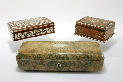 Shagreen and Inlayed Wood Boxes