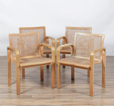 Image for Lot Four Olivo Pietro (Italy) Wood and Cane Armchairs