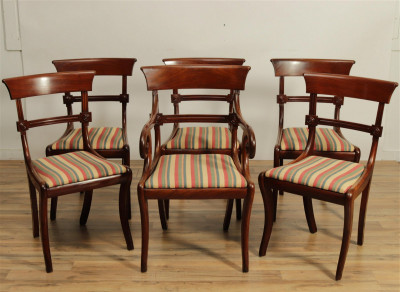 Image for Lot 6 English Regency Mahogany Dining Chairs