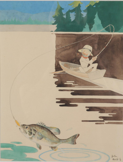Image for Lot John Held Jr. - Fisherman, Watercolor