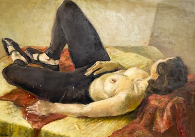 Lowell Nesbitt - Untitled (Figure on a Bed)