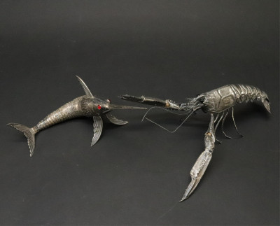 Image for Lot Spanish Silver Articulated Prawn  Swordfish