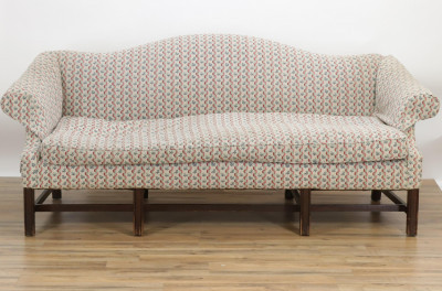 Image for Lot George III Style Mahogany Camelback Sofa