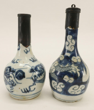 Image for Lot Two Minyao Bottle Vases with Metal Rims