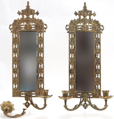 Image for Lot Pair Bradley  Hubbard Gilt Brass Wall Sconces