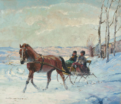 Image for Lot Ludwig Gschossmann - Horse And Carriage In The Snow