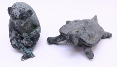 Image for Lot Two Chinese Patinated Metal Clad Garden Animals